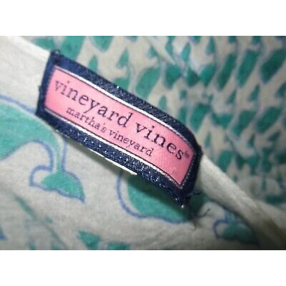 Vineyard Vines Green Blue White Whale  Tassel Scarf lightweight - Picture 4 of 9